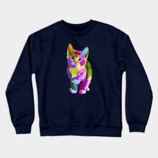 Cute and Colorful Abstract Cat Crewneck Sweatshirt